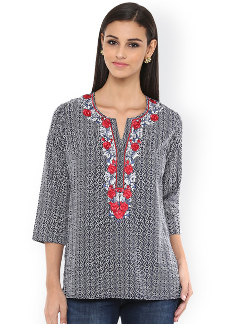 

Ruhanee Blue Printed Kurti
