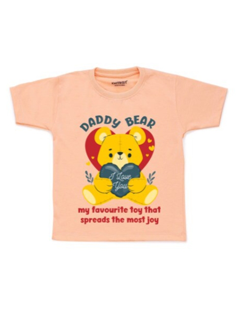 

KNITROOT Kids Peach-Coloured Printed Applique T-shirt