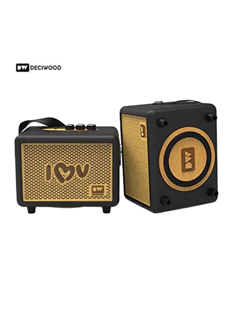 

DECIWOOD Black & Yellow Unplugged 35W Wooden Potable Bluetooth Speaker