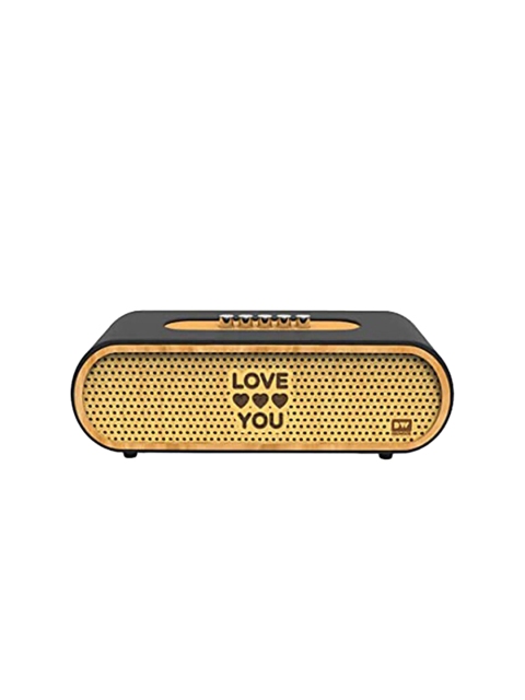 

DECIWOOD Black & Beige Solid Curved 20W Wooden Portable Bluetooth Speaker
