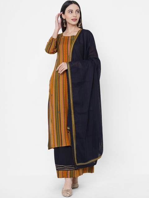 

FASHOR Women Mustard Yellow Geometric Printed Kurta set