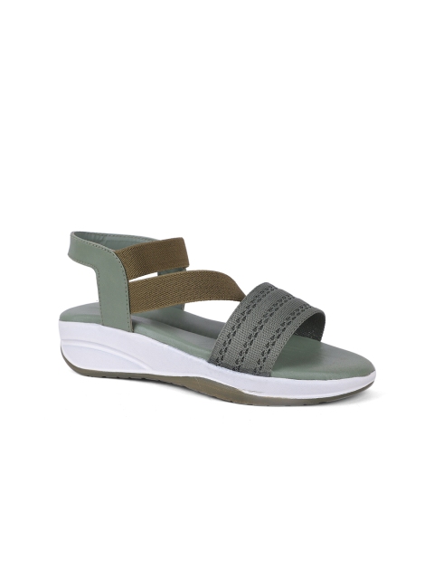 

FABBMATE Women Green & White Comfort Sandals