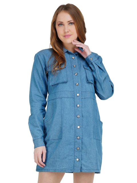 

STALK Blue Denim Shirt Mini Dress