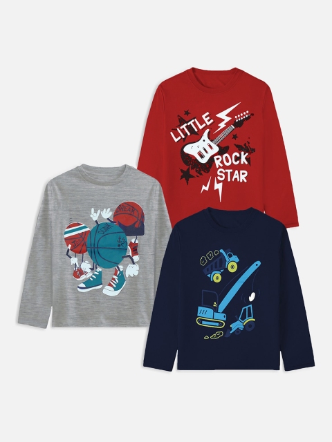 

Trampoline Boys Pack of 3 Printed T-shirt, Red