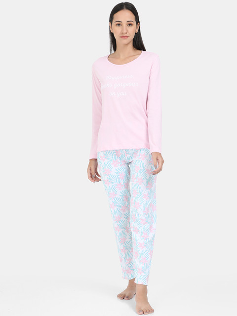 

ARDEUR Women Pink & Blue Printed Night suit