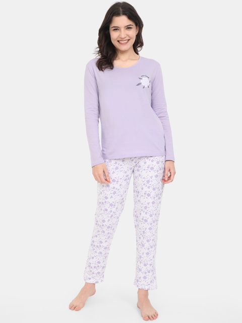 

ARDEUR Women Violet & White Printed Night suit