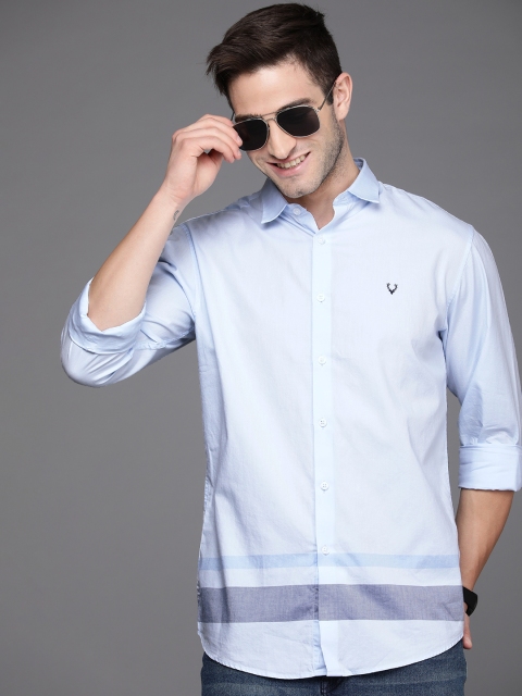 

Allen Solly Men Blue Slim Fit Striped Pure Cotton Casual Shirt