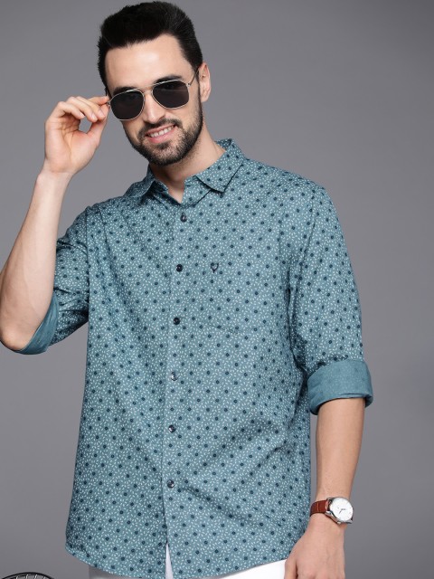 

Allen Solly Men Blue & White Sport Fit Printed Pure Cotton Casual Shirt
