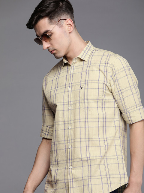 

Allen Solly Men Green Sport Checked Pure Cotton Casual Shirt