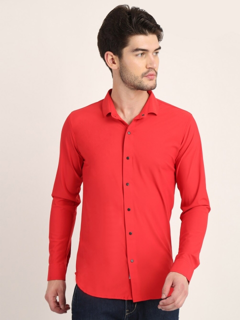 

COLVYNHARRIS JEANS Men Red Comfort Slim Fit Casual Shirt