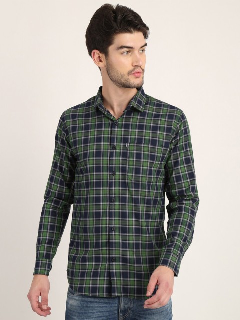 

COLVYNHARRIS JEANS Men Green & Blue Standard Slim Fit Tartan Checks Casual Shirt
