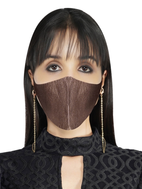 

ATTIC SALT Women Dark-Brown Solid 3-Ply Contour Cut Face Mask