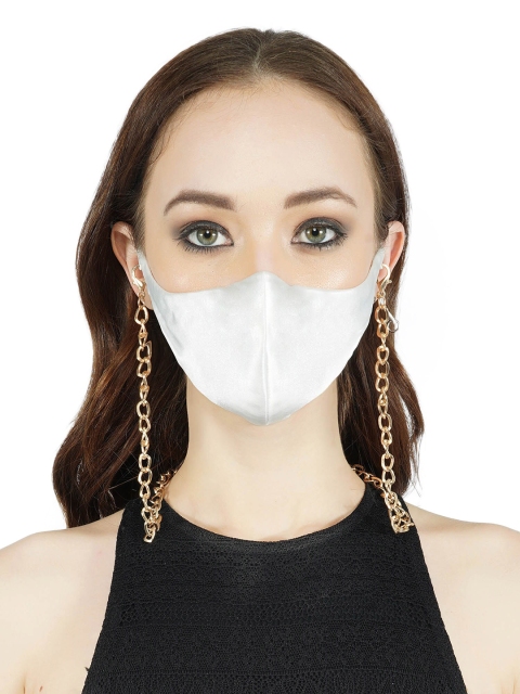 

ATTIC SALT Women White Solid Outdoor Chain Masks