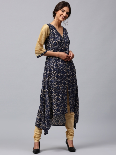 

Libas Women Blue & Beige Printed A-Line Kurta