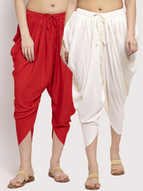 

Miaz Lifestyle Women Pack Of 2 Solid Dhoti Salwar, Red