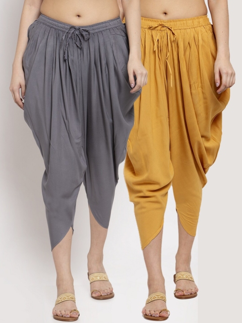 

Miaz Lifestyle Women Pack Of 2 Solid Loose-Fit Dhoti Salwars, Grey