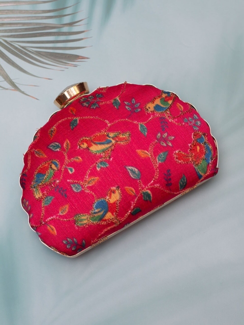 

ARTKLIM Magenta & Blue Embroidered Box Clutch