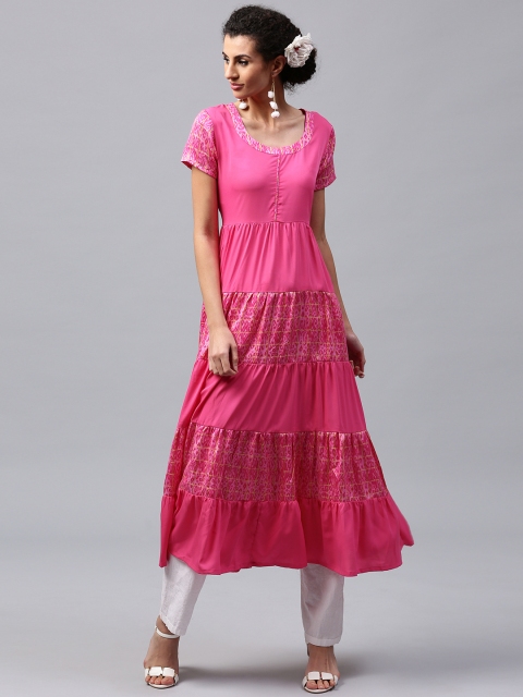 Libas Women Pink Printed Anarkali Kurta available at myntra for Rs.339