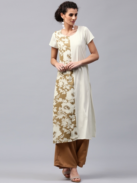 

Libas Women Off-White & Beige Printed A-Line Kurta