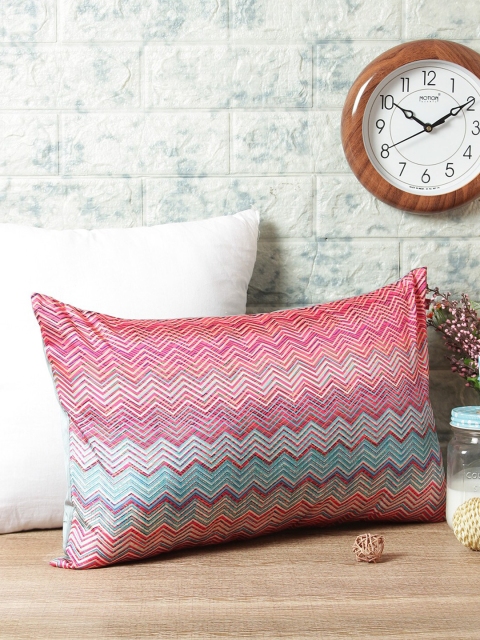 

India Circus by Krsnaa Mehta Pink & Blue Geometric Rectangle Cushion Cover