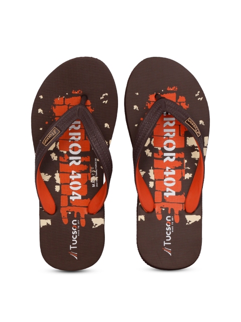 

Tucson Men Brown & Red Printed Rubber Slip-On
