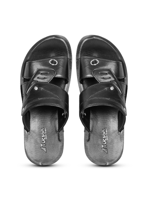 

Tucson Men Black Solid Comfort Sandals