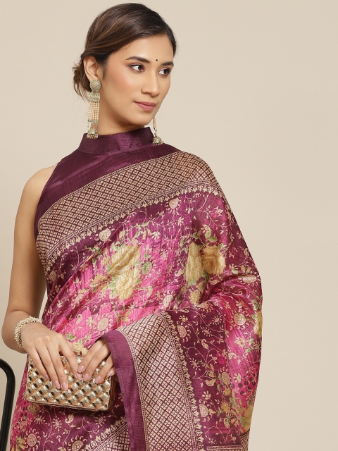

Mitera Purple & Golden Ethnic Motifs Banarasi Saree