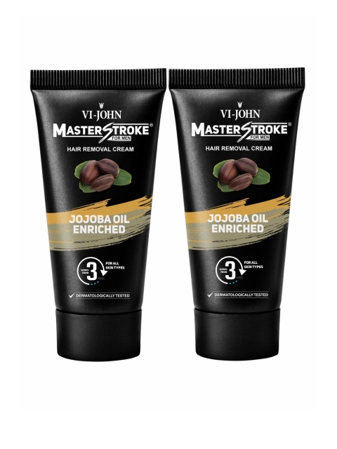 

VI-JOHN Men Set of 2 Master Stroke Jojoba Oil Enriched Hair Removal Cream - 60 g Each, Black