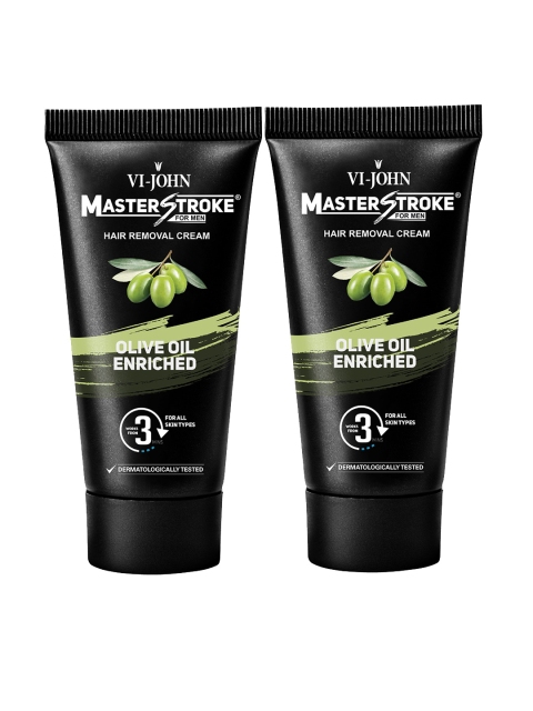 

VI-JOHN Men Set of 2 Master Stroke Olive Oil Enriched Hair Removal Cream - 60 g Each, Black