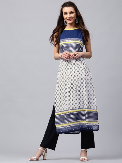 

Libas Women White Printed Straight Kurta