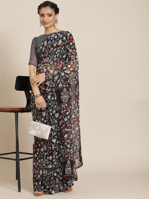 

Satrani Black & White Floral Saree