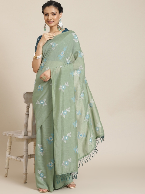 

Satrani Green Floral Saree
