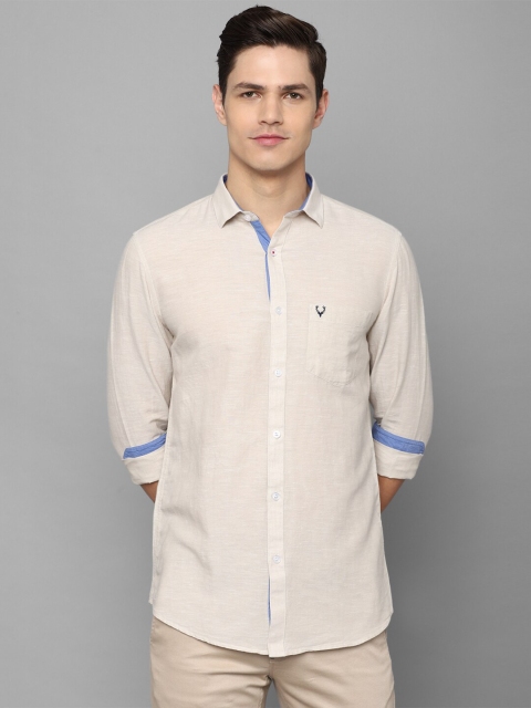 

Allen Solly Men Beige Cotton Slim Fit Casual Shirt