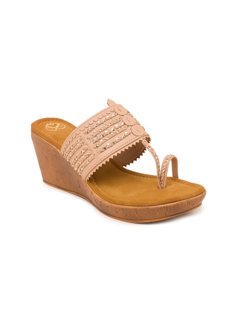 

Sole To Soul Women Beige Embellished Wedge Heels