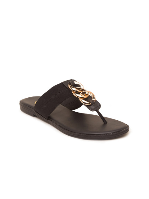 

Sole To Soul Women Black Embellished T-Strap Flats