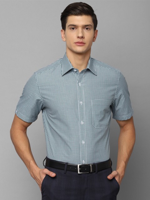 

Louis Philippe Men Green Micro Checks Checked Formal Shirt