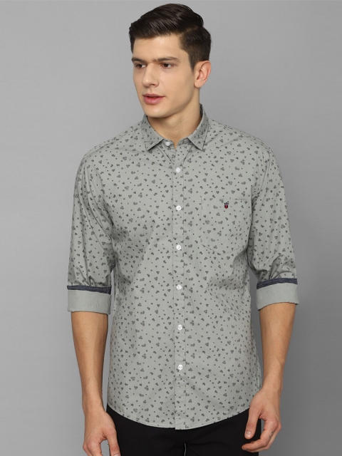 

Louis Philippe Jeans Men Grey Slim Fit Floral Printed Formal Shirt 100% Cotton