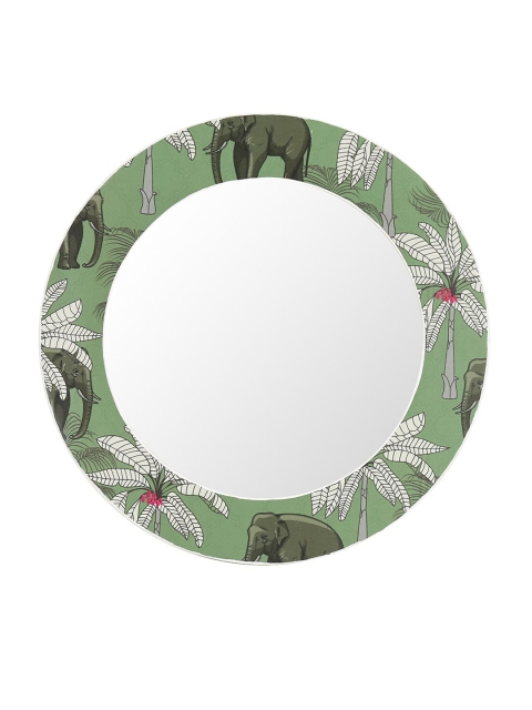 

India Circus by Krsnaa Mehta Green Floral Printed Circular Mirrors