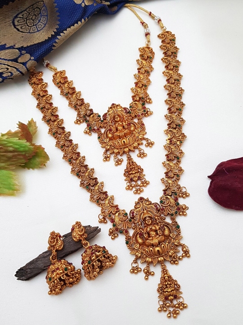

GRIIHAM Women Gold-Plated Laxmi Combo Necklace set