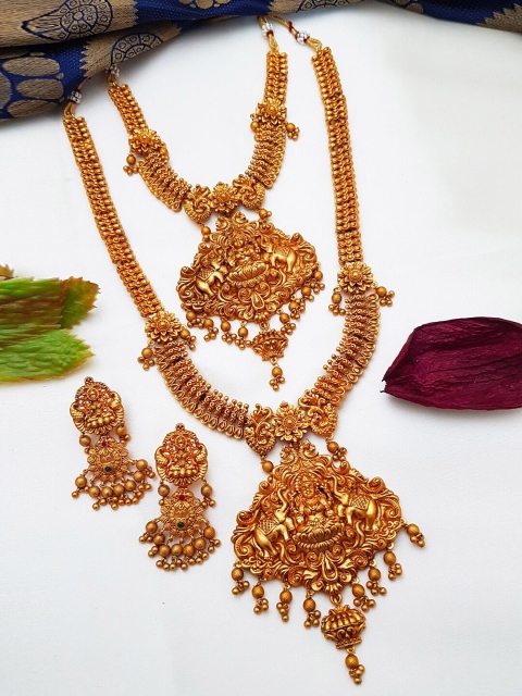 

GRIIHAM Women Gold-Plated Laxmi Combo Temple Necklace Set