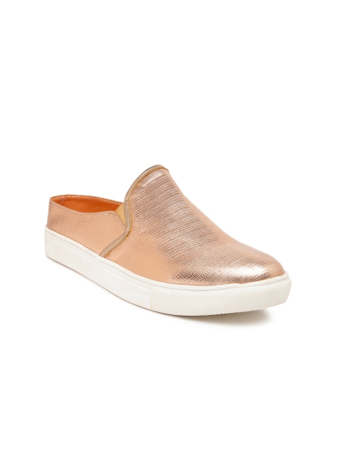 

Lavie Women Rose Gold-Toned Textured Slip-On Sneakers