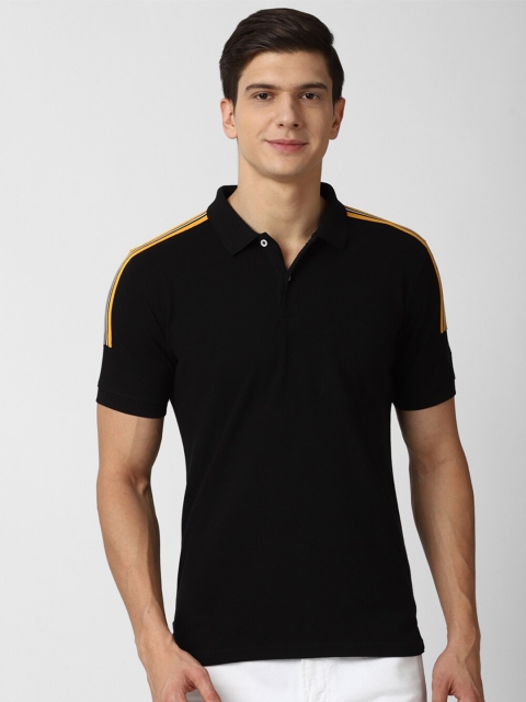 

Peter England Casuals Men Black Polo Collar T-shirt 40% Cotton