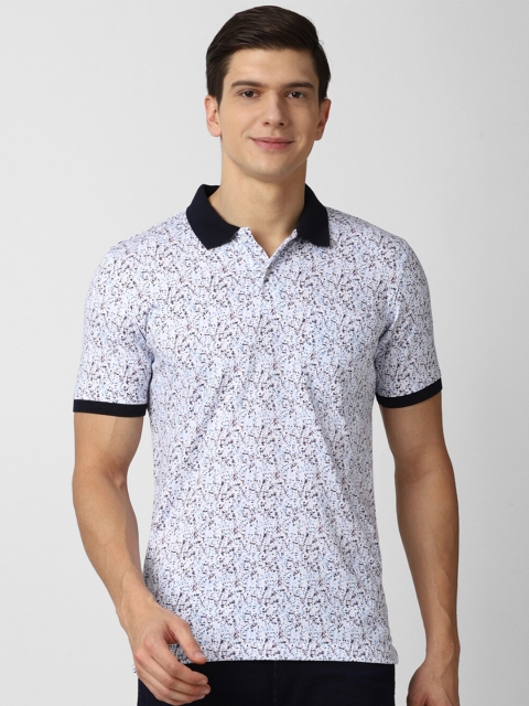 

Peter England Casuals Men Blue Floral Printed Polo Collar T-shirt