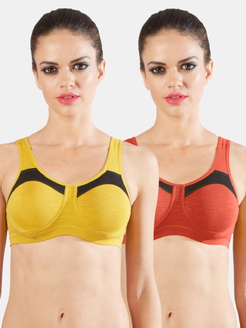 

Sonari Red & Yellow Solid Pack of 2 Sports Bra with All Day Comfort Features
