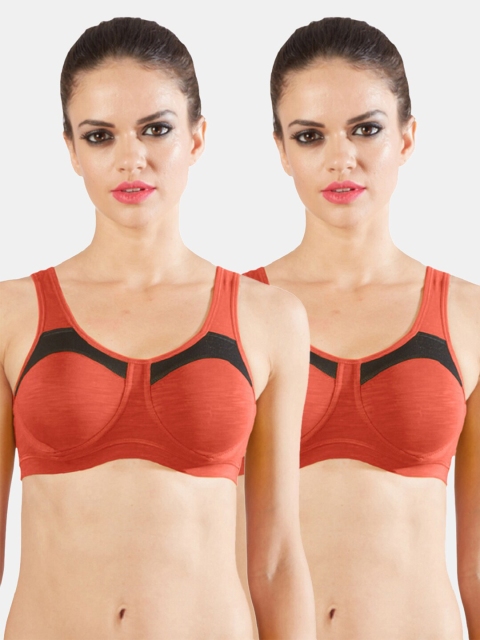 

Sonari Pack of 2 Orange & Black Non Padded Camisole Bra