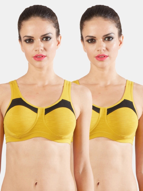 

Sonari Set Of 2 Yellow & Black Non Padded & Non Wired Solid Bra