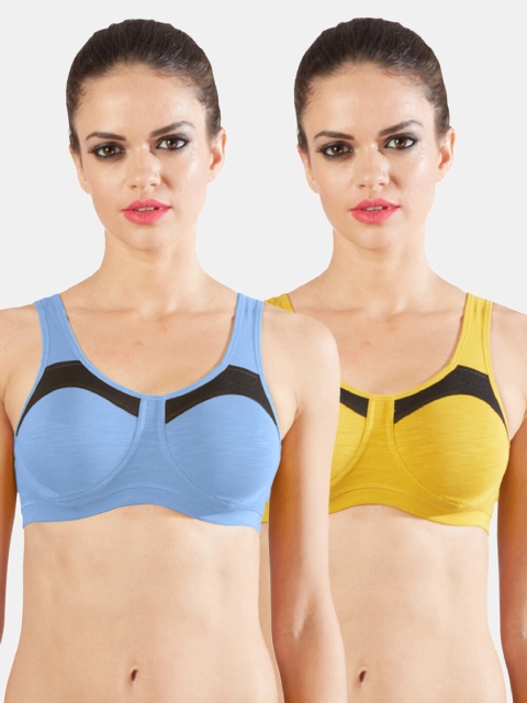 

Sonari Blue & Yellow Set of 2 Solid Non Padded Cotton Bra