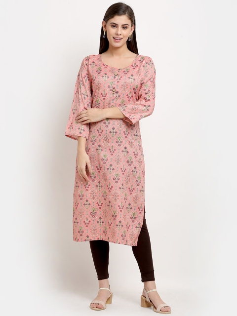 

GRACIT Women Pink & Black Floral Printed Kurta Set