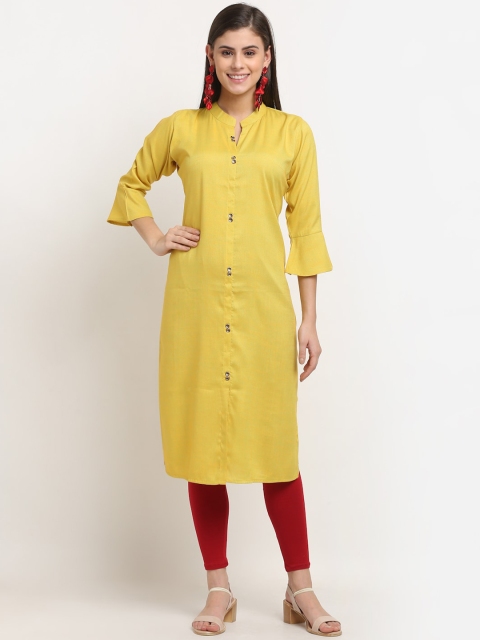 

GRACIT Women Yellow Panelled Pure Cotton Kurta With Leggings