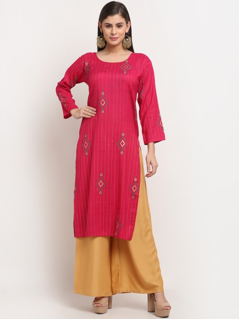 

GRACIT Women Orange Floral Printed Pure Cotton Kurta with Palazzos